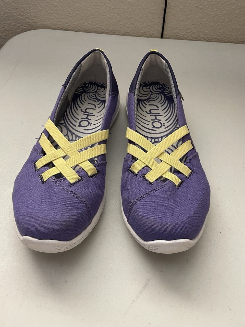 rykä Sneakers Women's 7.5M Purple & Yellow Elastic Bands Walking Shoe